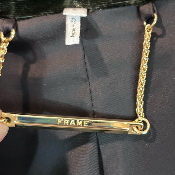 Frame Deep Moss Green Crushed Velvet Single Button Blazer Size 6 - Picture 13 of 15